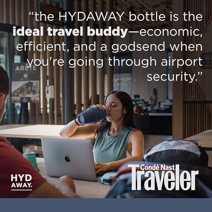 HYDAWAY 25oz Collapsible Water Bottle, Packable Leakproof for Travel | Large capacity design. Folds flat for carry-ons, day bags, hiking packs. Leakproof, BPA-free. - Image 6