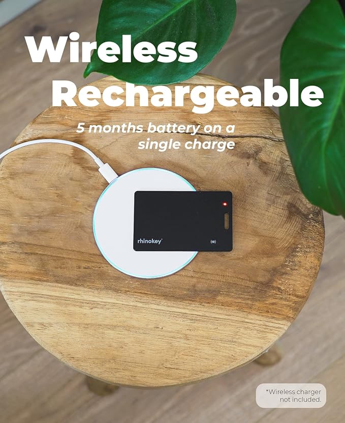 Rhinokey® Wallet Tracker Card Apple MFi Certified,0.07in IP68 Rechargeable | (iOS Only) Slim 0.07in Rechargeable IP68 Waterproof Tracker Item Finder Credit Card Tracker with Keychain Hole for Luggage - Image 6
