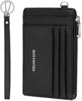 BOSTANTEN Credit Card Holder RFID Small Wallet for Women with Keychain | Slim, Wristlet, Zipper Coin Pocket, Pocket-Friendly, Vegan Leather, Minimalist, Gifts, Black by BOSTANTEN