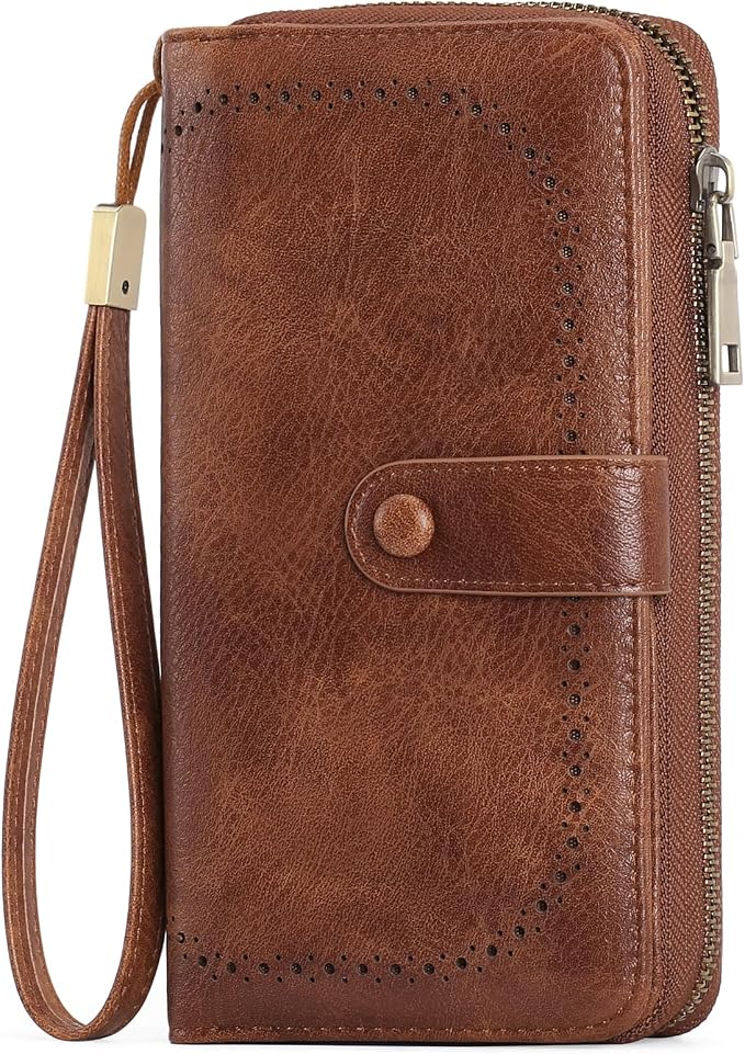 GAEKEAO Leather Credit Card Holder Wallet for Women RFID Blocking Large Capacity Bifold Zipper Card Case Organizer with Wristlet 45 Slots - Image 8