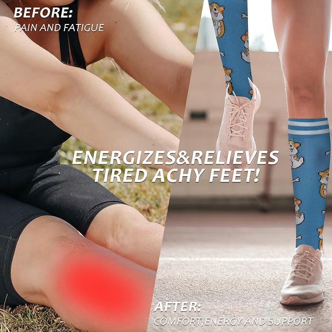 fenglaoda Compression Socks Women Men 6 Pairs, Knee High Best Support Circulation Socks for Running, Travel, Flight, Nurse - Image 4