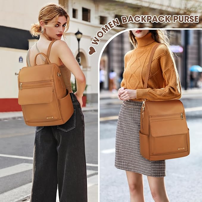 NUBILY Backpack Purse for Women Leather Anti-Theft Mini Backpack Fashion Designer Handbag Convertible Travel Bag Ladies Shoulder Bags, Brown - Image 2