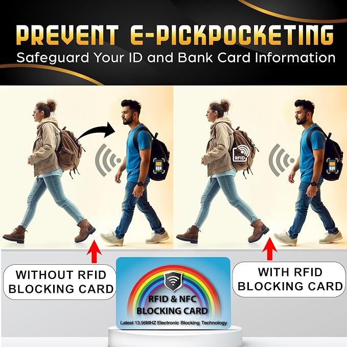 SaiTech IT 2 Pack RFID Blocking Card for Credit Debit ID Card, Rainbow Blue | Slim Anti-Theft Contactless NFC RFID Blocker Protector, Easily Fit into Wallet and Purse, for Men & Women - Image 3
