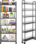 6-Tier Slim Rolling Storage Cart with Wheels, Tall Narrow Storage Shelves for Small Spaces, Metal Utility Cart Mobile Shelving Unit on Wheels for Kitchen, Bathroom, Office by Unknown
