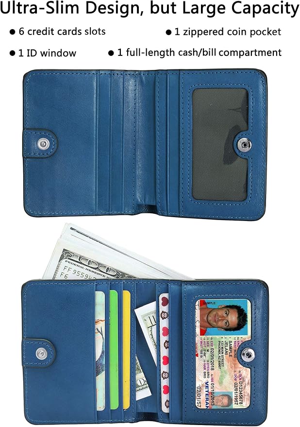 Small Leather Wallet for Women, Ladies Credit Card Holder RFID Blocking Women's Mini Bifold Pocket Purse - Image 2