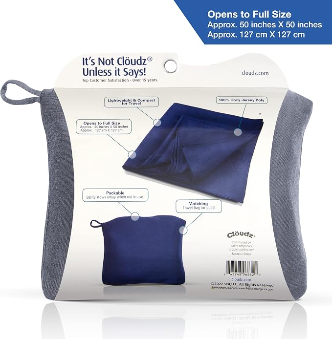 Super Soft Jersey Airplane Travel Blanket for Your Flight, Car, Camping, Home or Comforting Warmth Anywhere! Large in Size at 50"x 50" and Includes a Bag! - Heather Grey - Image 4