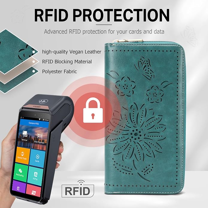 RFID Wallet Women Large Capacity Sunflower Wristlet Wallets for Women Clutch Ladies Cell Phone Purse - Image 7