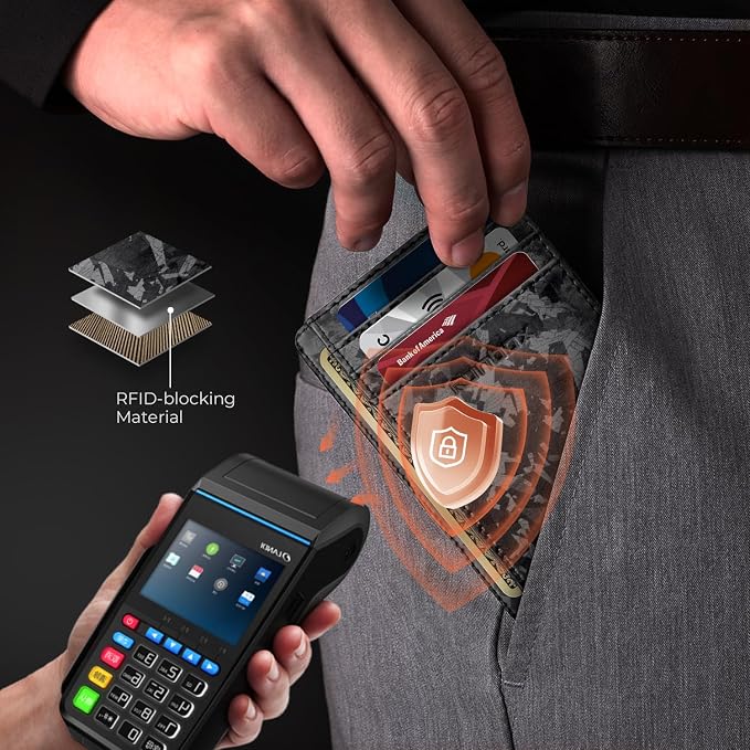 RUNBOX Slim Wallet for Men and Women, RFID Blocking Leather Card Holder | Minimalist 8-slot design fits IDs and credit cards in a thin profile for front pockets, purses, pants and travel - Image 4