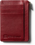 ID STRONGHOLD RFID Front Pocket Wallet Mini Minimalist Wallet Slim Wallet Genuine Leather with Zipper , Red , Small by IDStronghold