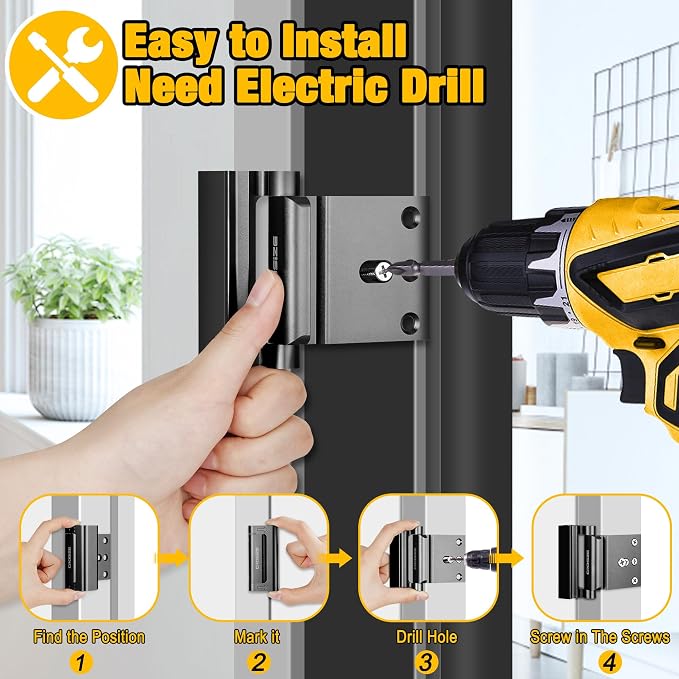 2 Pack Home Security Door Lock, Reinforcement Lock for Kids Safety, Black | Withstands 1000 lbs of Impact, Door Lock for Front Door, Defender Door Locks Latch, Inside Door Lock, For Door Security - Image 4