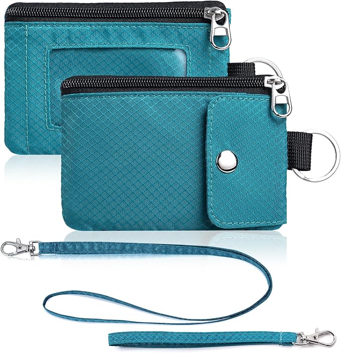 Artpaxy Minimalist Wallet For Mens Womens, Keychain RFID Blocking Zipper Small Wallet with ID Window 2 Lanyards,Water Resistant Travel Cash Card Coin Case Boys Girls by Artpaxy