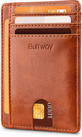 Buffway Slim Minimalist Front Pocket RFID Blocking Leather Wallets for Men and Women - Alaska Brown by Buffway