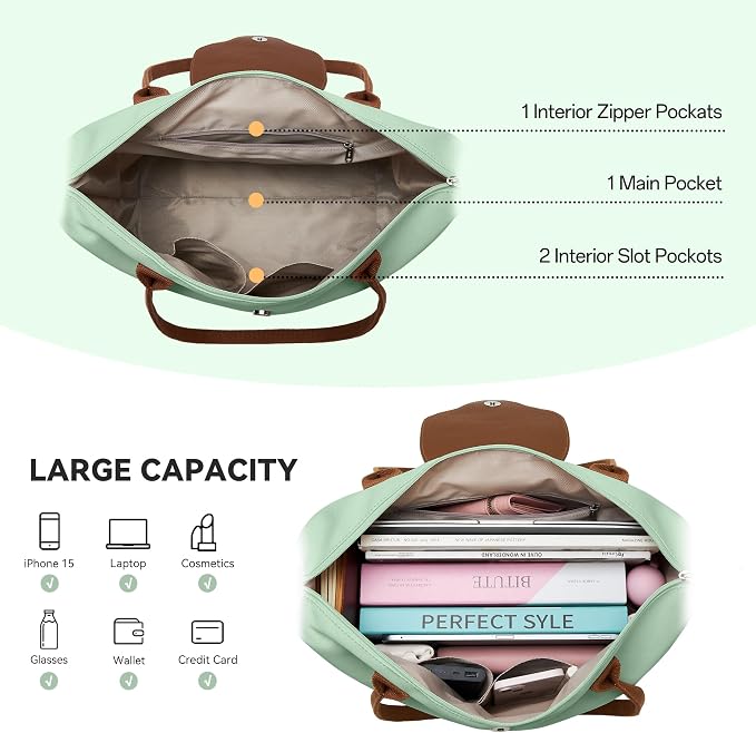 KALIDI Tote Bag for Women Nylon Top-Handle Purse,Large Capacity Shoulder Hobo handBag with Zipper Leisure Foldable Weekend - Image 4