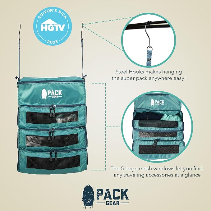 Hanging Carry-On Organizer - Our Fitted Hanging Luggage Organizer Perfectly Fits Any Carry On - Our Packing Cubes For Travel Use Mesh Windows to Make Finding Clothes Easy (Green, M) - Image 8