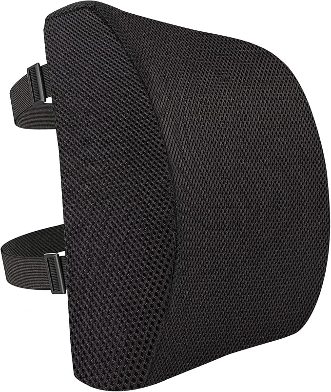 Amazon Basics Comfortable Seat Cushion & Lumbar Support for Office Chairs, Memory Foam with Cooling Gel, Non-Slip, Black - Image 2