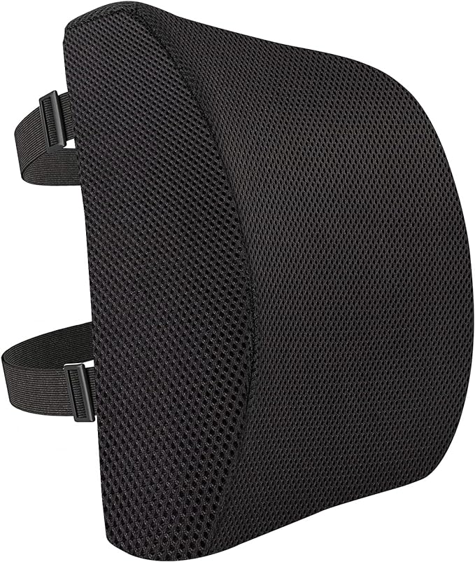 Amazon Basics Rectangular Memory Foam Back Support Cushion for Office Chairs, Non-Slip Base for Long Sitting, Black - Image 2