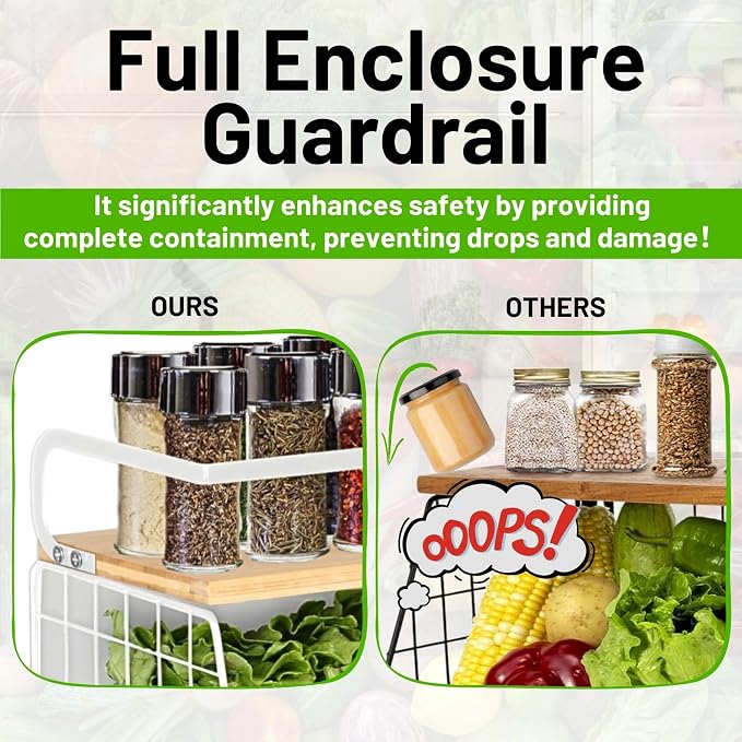 Magnetic Fridge Shelf with Wood Lid, Fruit Potato Onion Storage Bins, Pantry Organizers, Large Container Spice Rack for Refrigerator, Kitchen Counter, Cabinet (1, White) - Image 8