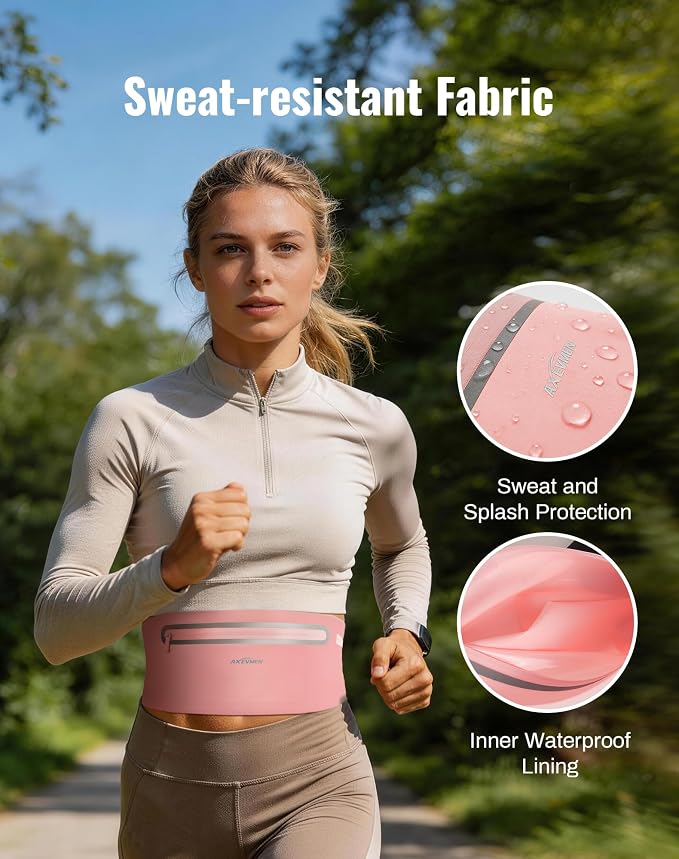 Running Belt for Women & Men-Ultra Light Slim Running Belts | Water-Resistant Phone Holder, 6 Pockets, Adjustable Waist Strap & Reflective Safety for Running, Hiking & Fitness - Image 4