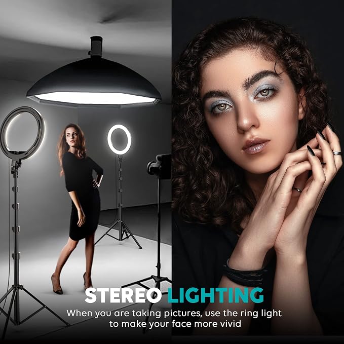 12'' Ring Light with Stand 72'' Tall & 2 Phone Holders,38 Color Modes Selfie Light with Tripod Stand, Big LED Ring Light for iPhone/Android/Camera,YouTube,Makeup - Image 8