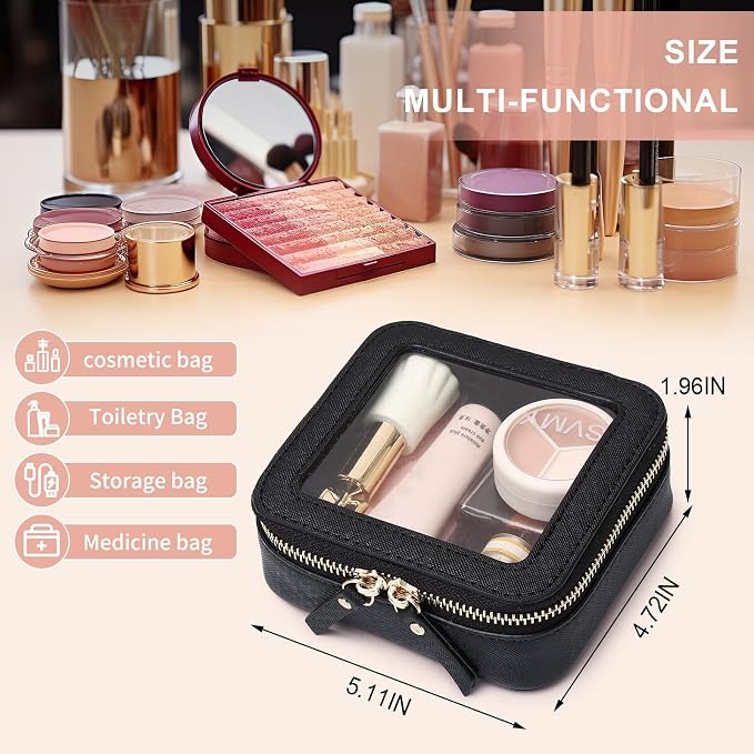 Pinkmik Mini Clear Makeup Bag, Black, MINI-1 | Small Size, Zipper Closure, Cosmetic & Toiletry Case, Purse Organizer, Car Essentials - Image 3