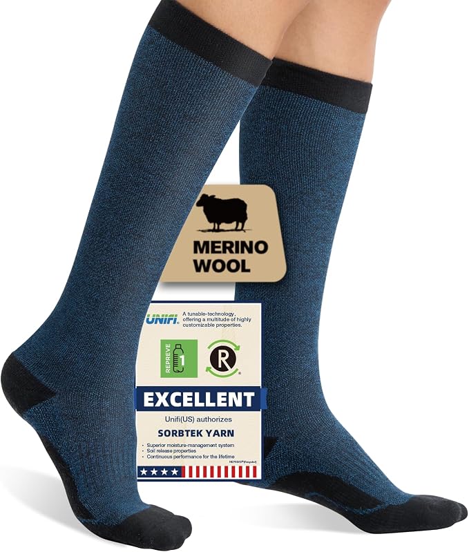 Merino Wool Compression Socks for Women Men 15-20 mmHg for flying | Soft & Breathable for Travel, Running by Unknown