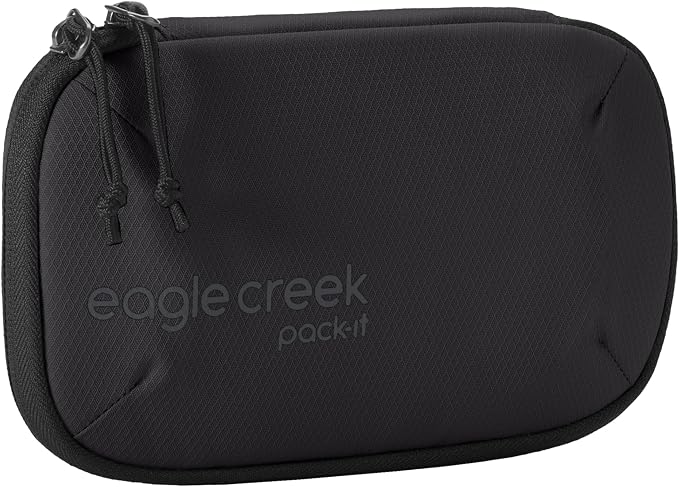 Eagle Creek Pack-It E-Tools Organizer Mini, Black | Padded Travel Tech Organizer for Small Accessories, Internal Stretch Pockets, Internal Elastic Loops, Recycled Fabric by EagleCreek