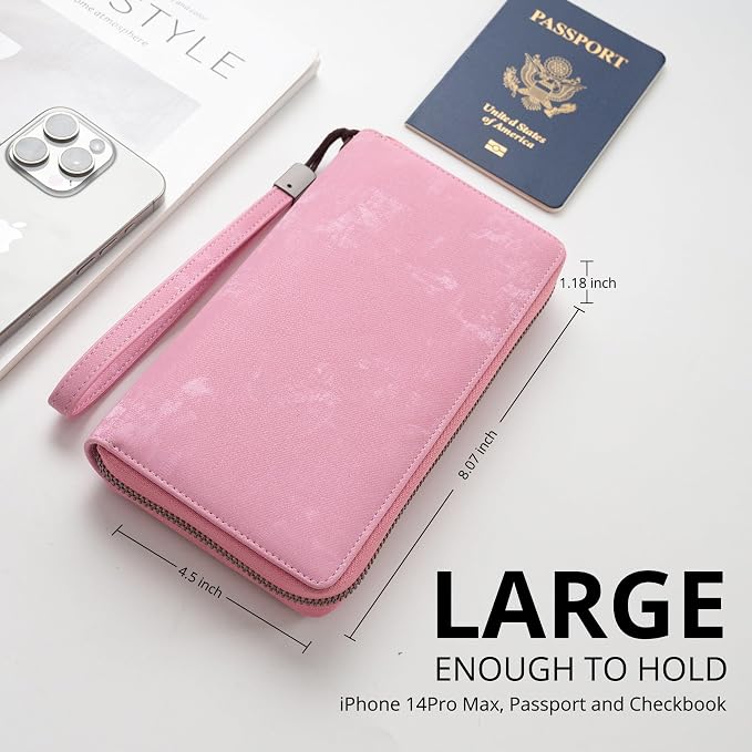 Bveyzi Women RFID Blocking Wallet Leather Zip Around Phone Clutch Large Capacity Ladies Travel Purse Wristlet - Image 4