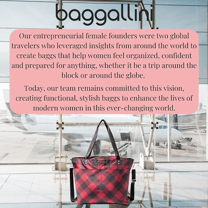 Baggallini Carryall Tote - Lightweight Nylon Zipper Top Weekender Travel Beach Bag w/Luggage Sleeve - Image 8