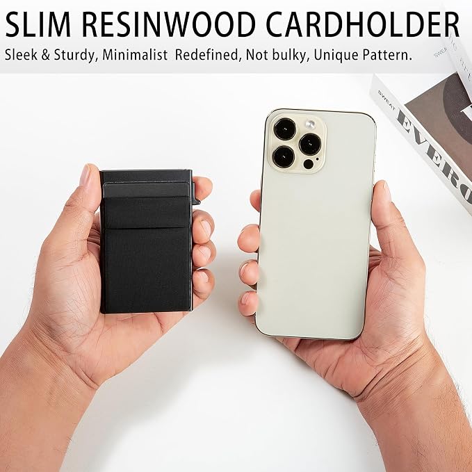 Slim Card Holder Wallet for Men, Minimalist RFID Blocking Pop Up Wallet, Smart Metal Business Card Case Holds 12 Cards, Money Clip, Front Pocket Wallet, Gifts for Men - Image 8