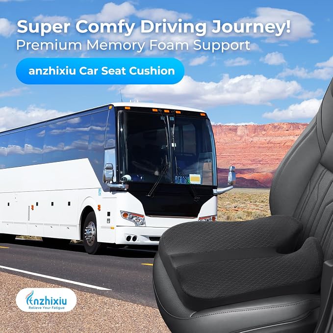 anzhixiu Elevated Car Seat Cushion for Improved View- Black | Heigtening Car seat cushion supports spine and reduces lower back pressure - Image 2