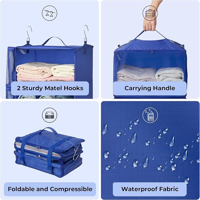 GRANNY SAYS Hanging Packing Cubes for Travel, Hanging Organizer,XXL-Blue | Portable Suitcase Organizer, Travel Packing Organizers, Compression Luggage Bags for Clothes, Carry on Closet Suitcase - Image 5