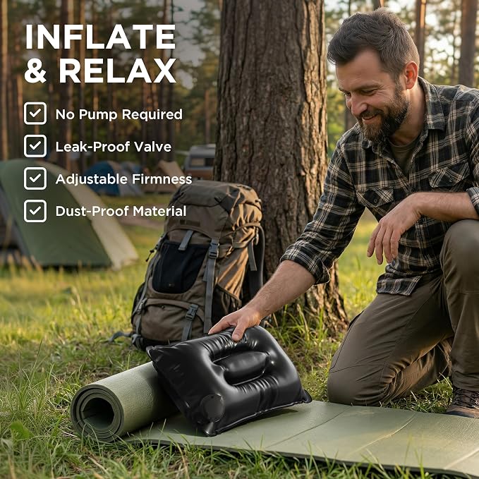 Dot&Dot Travel Pillow and Blanket Set, 2-in-1 Airplane Travel Essentials with Soft Flannel Travel Blanket, Inflatable Pillow, Compact Carry Bag with Carabiner for Flights, Camping, Cruise Ship, Car - Image 4