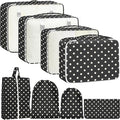 Packing Cubes for Travel - 8 Set Luggage Organizer Bags for Family, Mesh Breathable Packing Cubes for Suitcases Durable Travel Essentials Bags Set (White Polka Dots) by YEEYAA