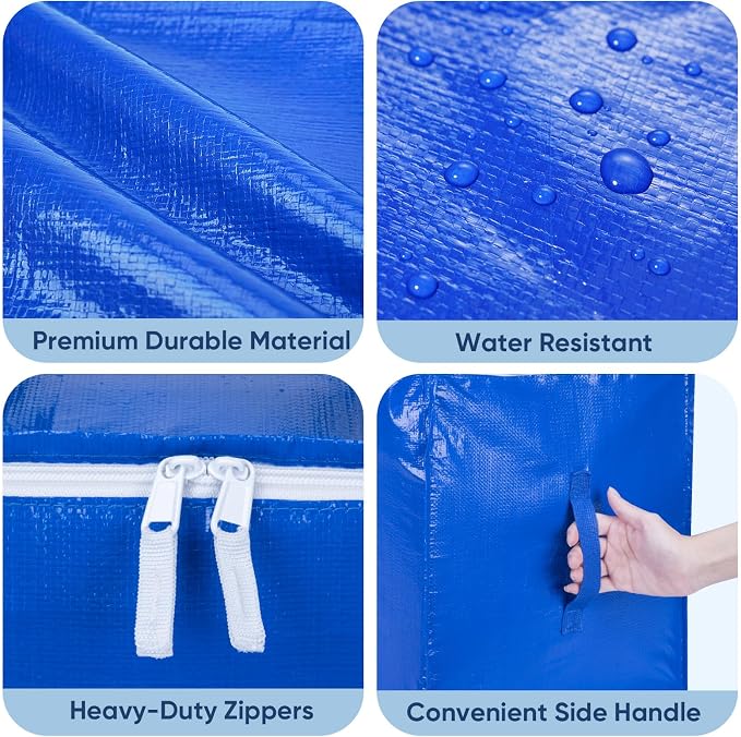 BALEINE 6-Pack Oversized Moving Bags with Reinforced Handles, Heavy-Duty Storage Tote for Clothes, Moving Supplies (Royal Blue, 6-Pack) - Image 7