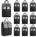 10 Pcs Shoe Bags For Travel Zipper, Zippered Travel Shoe Bags For Luggage, Travel Sneaker Zipper Bag Waterproof Oxford Cloth Shoe Storage For Men/Women (Black) by HOFURME