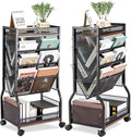 8-Tier Rolling Book Cart with Lockable Wheels, Double-Sided Storage Bookshelf for Narrow Spaces, Mobile Organizer Cart for Office, Library and Home by Beramon