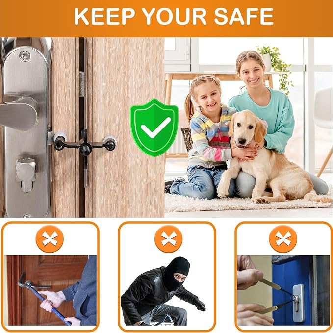 Portable Door Lock Upgraded Stoppers, Hotel Doors Locks for Travelers Safety Locker Jammer Security Devices from Rooms Inside Travel Home Apartment Bedrooms Essentials Reinforcement for Women - Image 2