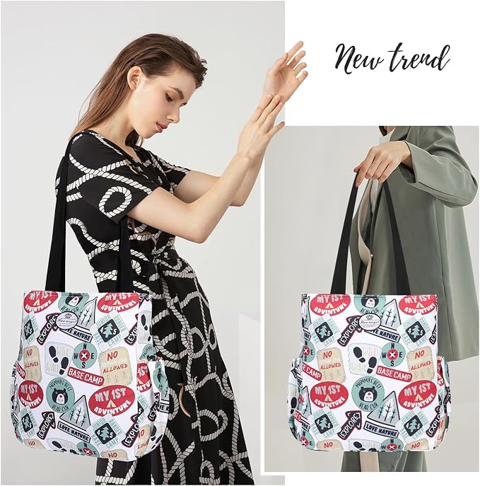 HUA ANGEL Floral Tote Bag - Casual Shoulder Bag Daily Tote Bag with Zipper Gym Travel Shopping Work Handbag for Women - Image 6