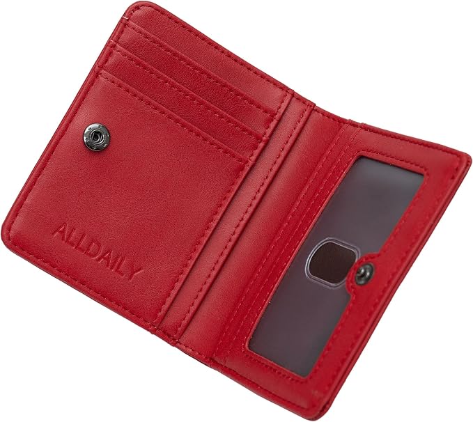 Alldaily Small RFID Wallet for Women Slim Compact Bifold Pocket Ladies Travel Mini Purse (Red) by Alldaily