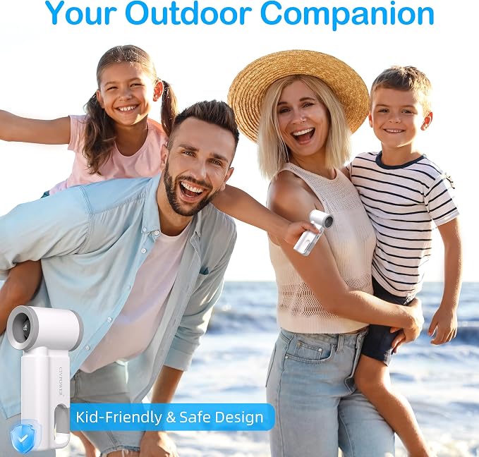 CIVPOWER Portable Mini Fan Handheld: Personal Travel Fan USB Rechargeable - 100 Speed Turbo Fan with LED Display - Pocket Size 8H Max Runtime, Outdoor Sport Hiking Concert Gift for Women Men, White - Image 6