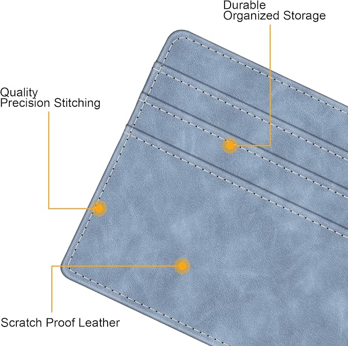 FINTIE Slim Minimalist Front Pocket Wallet RFID Blocking Credit Card Holder | Card Cases with ID Window for Men Women, Light Blue - Image 4