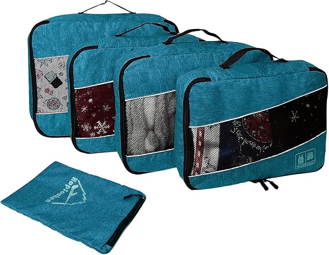 5 Set Packing Cubes for Travel Large Suitcase Luggage Organizer Bags Travel Accessories Vacation 4 Cubes 1 Laundry Pouch Bag - Image 3