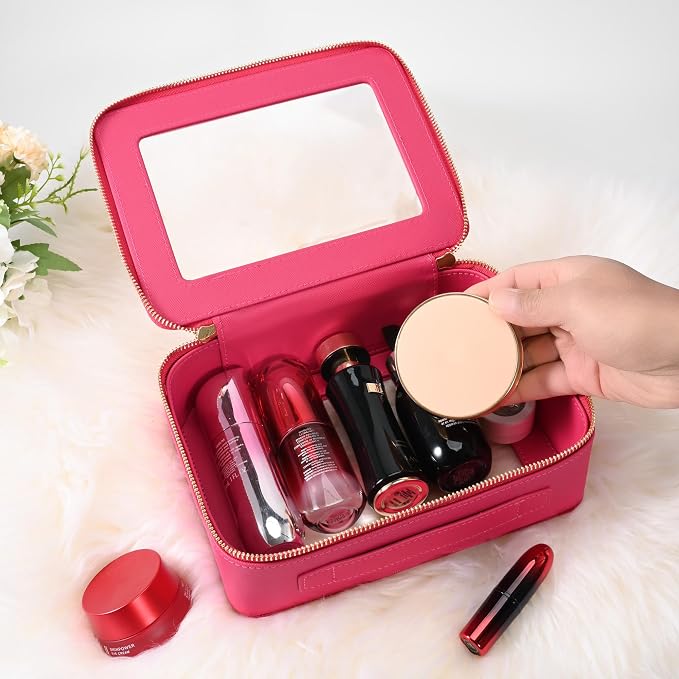 Aveniee Clear Makeup Bag Organizer,Large Travel Toiletry Bag for Women, Waterproof Cosmetic Pouch with Zippers,Car Organizers and Storage Case for Accessories,Hotpink - Image 3