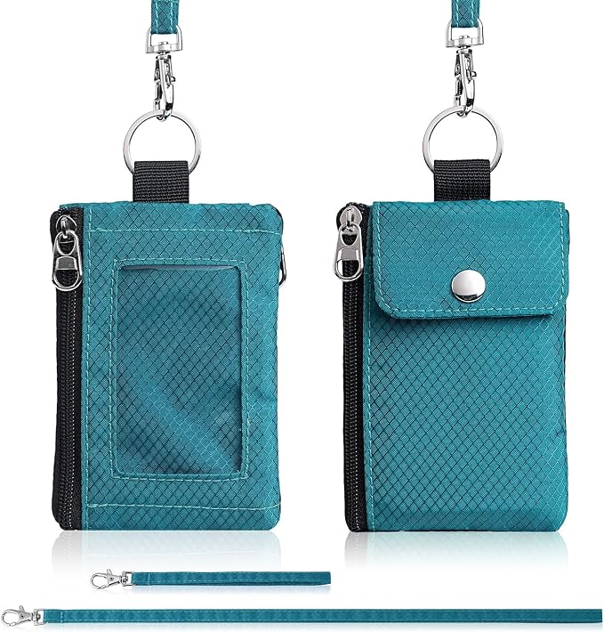 Artpaxy Minimalist Wallet For Mens Womens, Keychain RFID Blocking Zipper Small Wallet with ID Window 2 Lanyards,Water Resistant Travel Cash Card Coin Case Boys Girls - Image 7