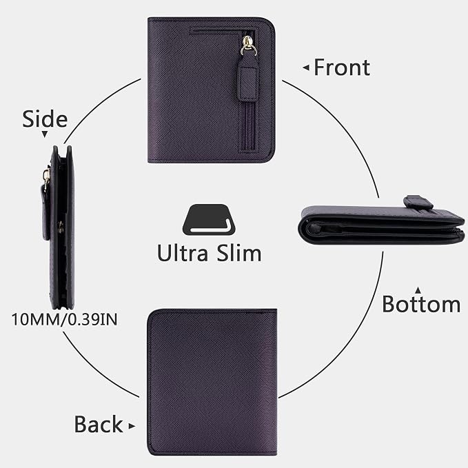 Gostwo Small Wallet for Women, Slim Bifold Credit Card Holder, Compact RFID Blocking Cash Wallet, Billfolds Thin Leather Zipper Pocket, Mini Wallet Gift for Ladies Teen Girls Travel with ID Window - Image 4