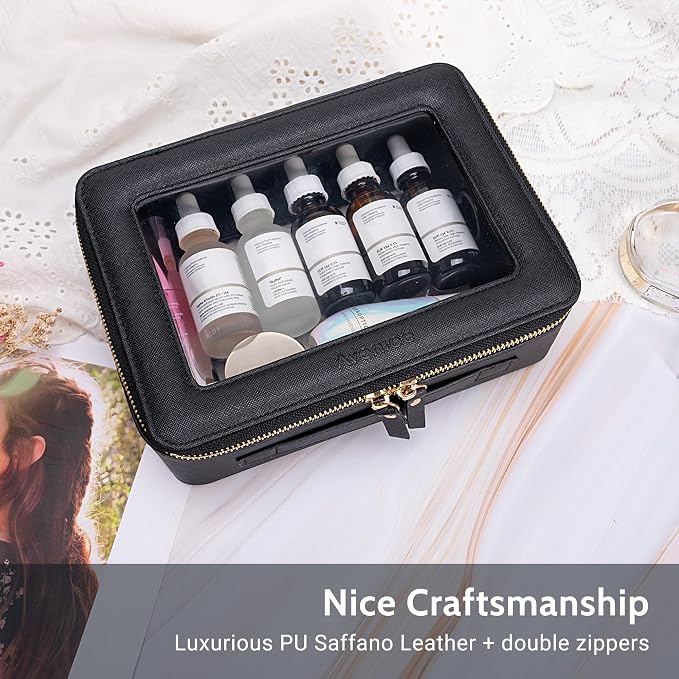 Aveniee Clear Makeup Bag Set (2-Piece Mini & Midi) - Travel Toiletry Organizer for Women, Waterproof Cosmetic Pouch & Car Accessory for Travel Size Toiletries, Black - Image 3