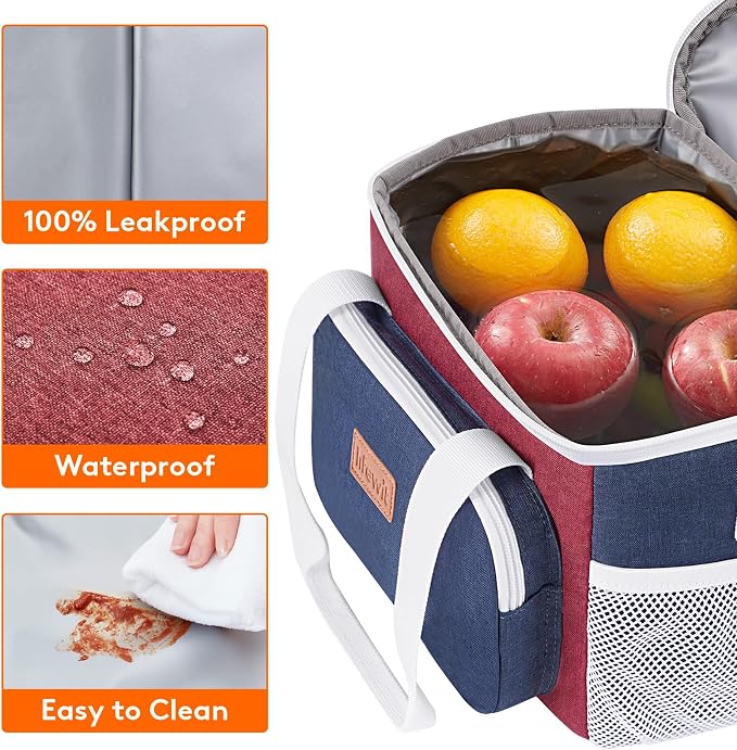 Lifewit Medium Lunch Bag, Insulated Lunch Box, Soft Cooler Cooling Tote for Adult Men Women, White and Red and Blue 12-Can (9L) - Image 5