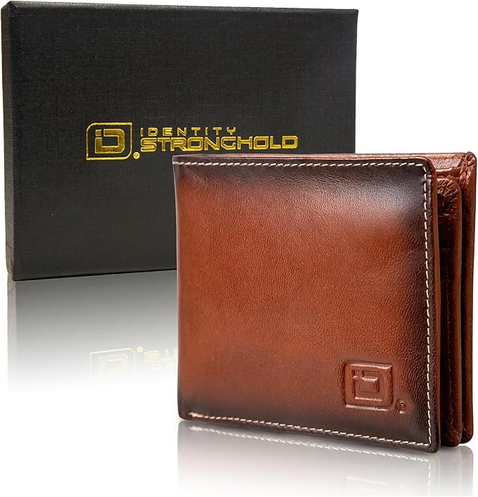 ID Stronghold Extra Capacity Bifold Wallet for Men - RFID Blocking Genuine Leather Wallet (Antiqued Brown) - Image 8