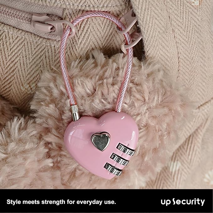 Small Combination Lock for Locker, Cable Lock with Code, Pink Padlock Combination, for Luggage, Suitcase, Gym Locker, Backpack Zipper, Cabinet, Box, Fence Gate, Travel Safe, Outdoor Use - Image 6