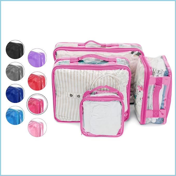Clear Packing Cubes set of 4 / Packs 7-10 Days of Clothes/Premium PVC Plastic Storage Bags - Image 2